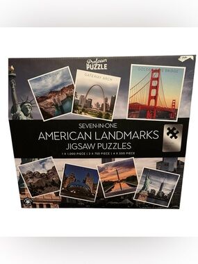 Seven-in-One American Landmarks Jigsaw Puzzles - NEW/ No bags inside are open